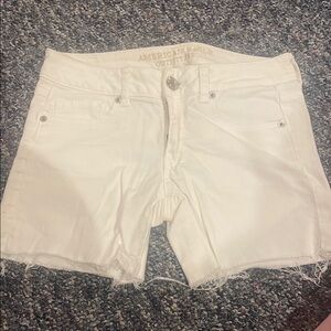 American Eagle Outfitters White Jean Shorts Frayed Hem